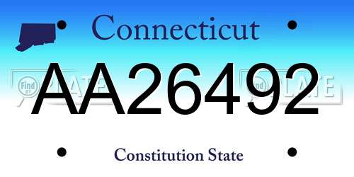 AA26492 Connecticut License Plate