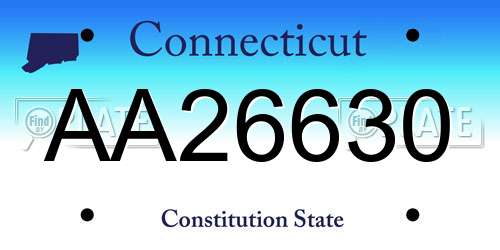 AA26630 Connecticut License Plate