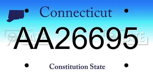 AA26695 Connecticut License Plate