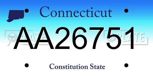 AA26751 Connecticut License Plate