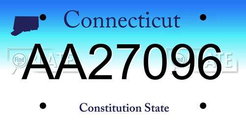 AA27096 Connecticut License Plate