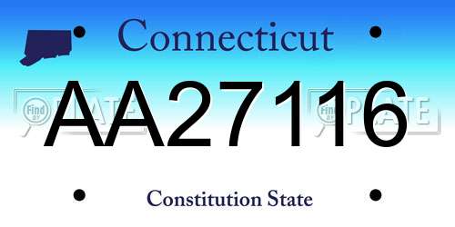 AA27116 Connecticut License Plate