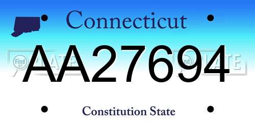 AA27694 Connecticut License Plate