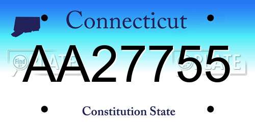 AA27755 Connecticut License Plate