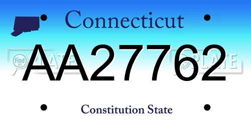 AA27762 Connecticut License Plate
