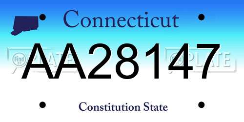 AA28147 Connecticut License Plate