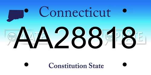 AA28818 Connecticut License Plate