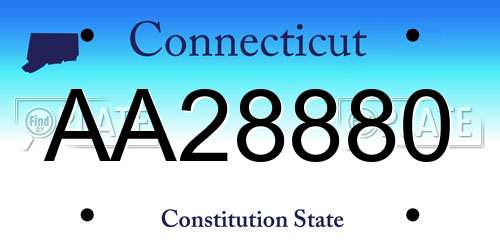 AA28880 Connecticut License Plate