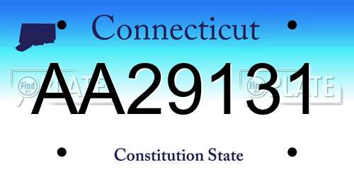 AA29131 Connecticut License Plate