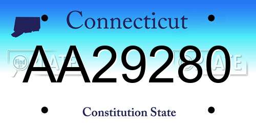 AA29280 Connecticut License Plate