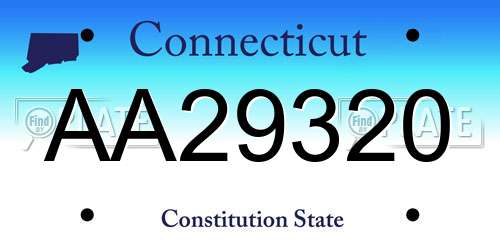 AA29320 Connecticut License Plate