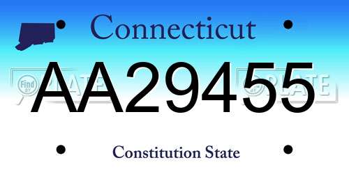 AA29455 Connecticut License Plate