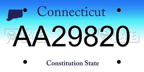 AA29820 Connecticut License Plate