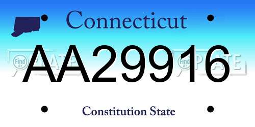 AA29916 Connecticut License Plate