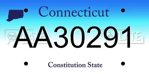 AA30291 Connecticut License Plate