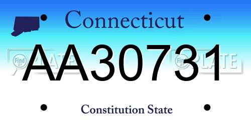 AA30731 Connecticut License Plate