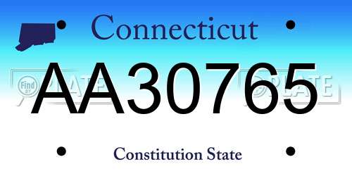AA30765 Connecticut License Plate