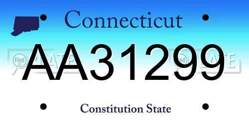 AA31299 Connecticut License Plate
