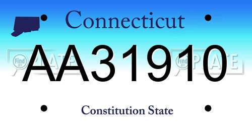 AA31910 Connecticut License Plate
