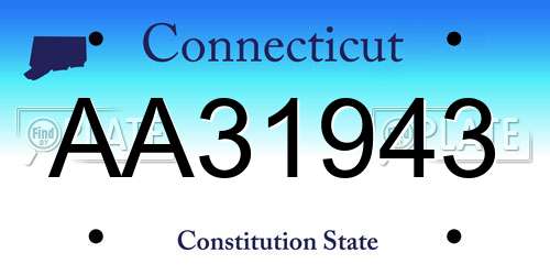 AA31943 Connecticut License Plate