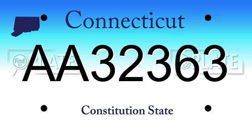 AA32363 Connecticut License Plate
