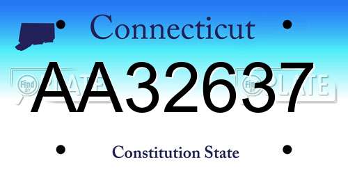 AA32637 Connecticut License Plate