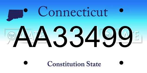 AA33499 Connecticut License Plate