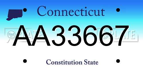 AA33667 Connecticut License Plate