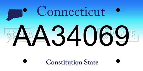 AA34069 Connecticut License Plate