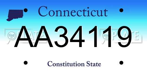 AA34119 Connecticut License Plate
