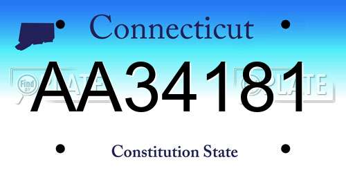AA34181 Connecticut License Plate