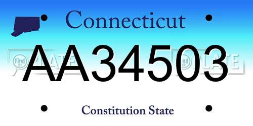 AA34503 Connecticut License Plate