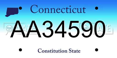 AA34590 Connecticut License Plate