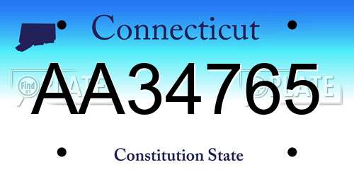 AA34765 Connecticut License Plate