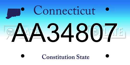 AA34807 Connecticut License Plate