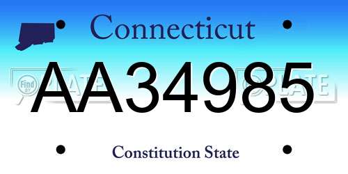 AA34985 Connecticut License Plate