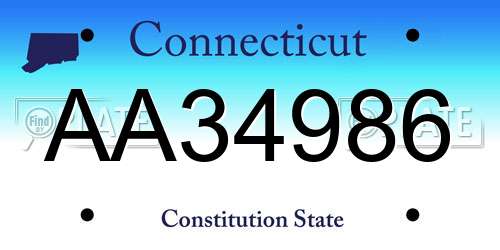 AA34986 Connecticut License Plate