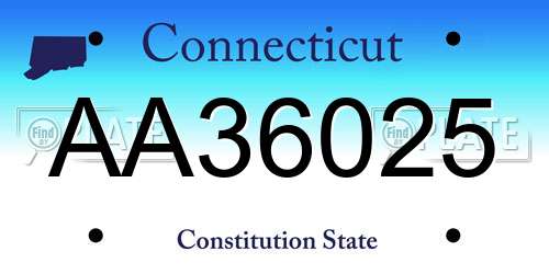 AA36025 Connecticut License Plate