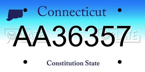 AA36357 Connecticut License Plate