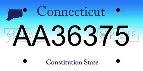 AA36375 Connecticut License Plate