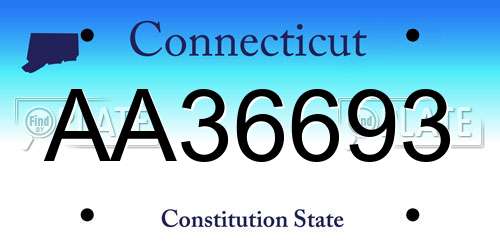 AA36693 Connecticut License Plate