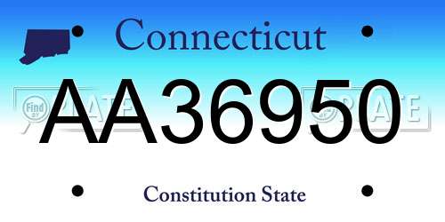 AA36950 Connecticut License Plate