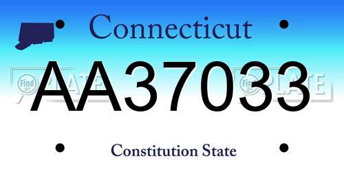 AA37033 Connecticut License Plate