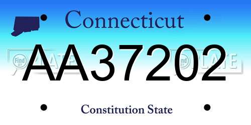 AA37202 Connecticut License Plate