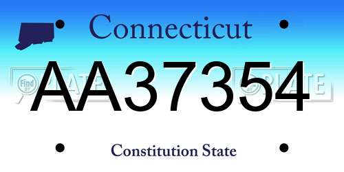 AA37354 Connecticut License Plate