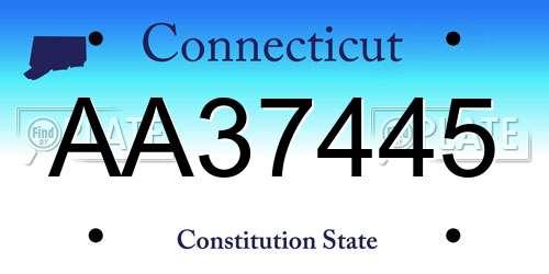 AA37445 Connecticut License Plate