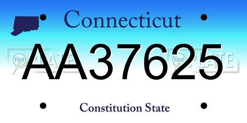 AA37625 Connecticut License Plate