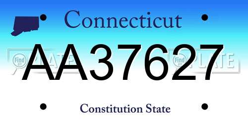 AA37627 Connecticut License Plate