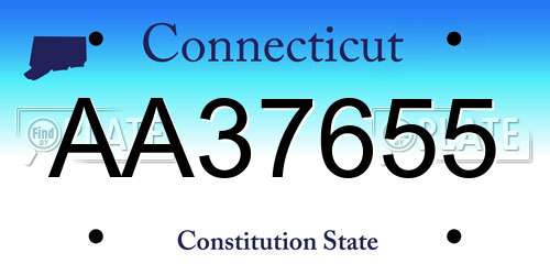 AA37655 Connecticut License Plate