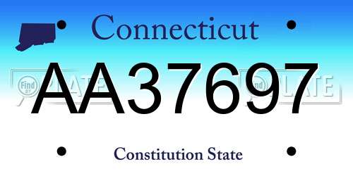 AA37697 Connecticut License Plate